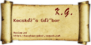 Kecskés Gábor névjegykártya
